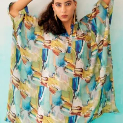 NORN Brushstroke Printed Short Kaftan -Textalux Sales 1823nn38 3