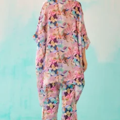 NORN Pink Floral Printed Short Kaftan -Textalux Sales 1823nn39 4