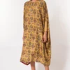 Divya Sheth Mustard Hand-block Printed Kaftan -Textalux Sales 184dy18 1