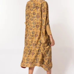 Divya Sheth Mustard Hand-block Printed Kaftan -Textalux Sales 184dy18 5