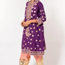 Divya Sheth Purple Embroidered Kurta Set -Textalux Sales 184dy25 2