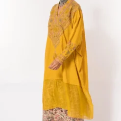 Divya Sheth Mustard Embroidered Kaftan Set -Textalux Sales 184dy9 3