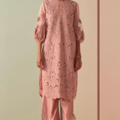 Chandrima Old Rose Cutwork And Beadwork Kurta