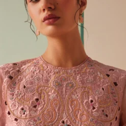 Chandrima Old Rose Cutwork And Beadwork Kurta -Textalux Sales 18823ca22 3