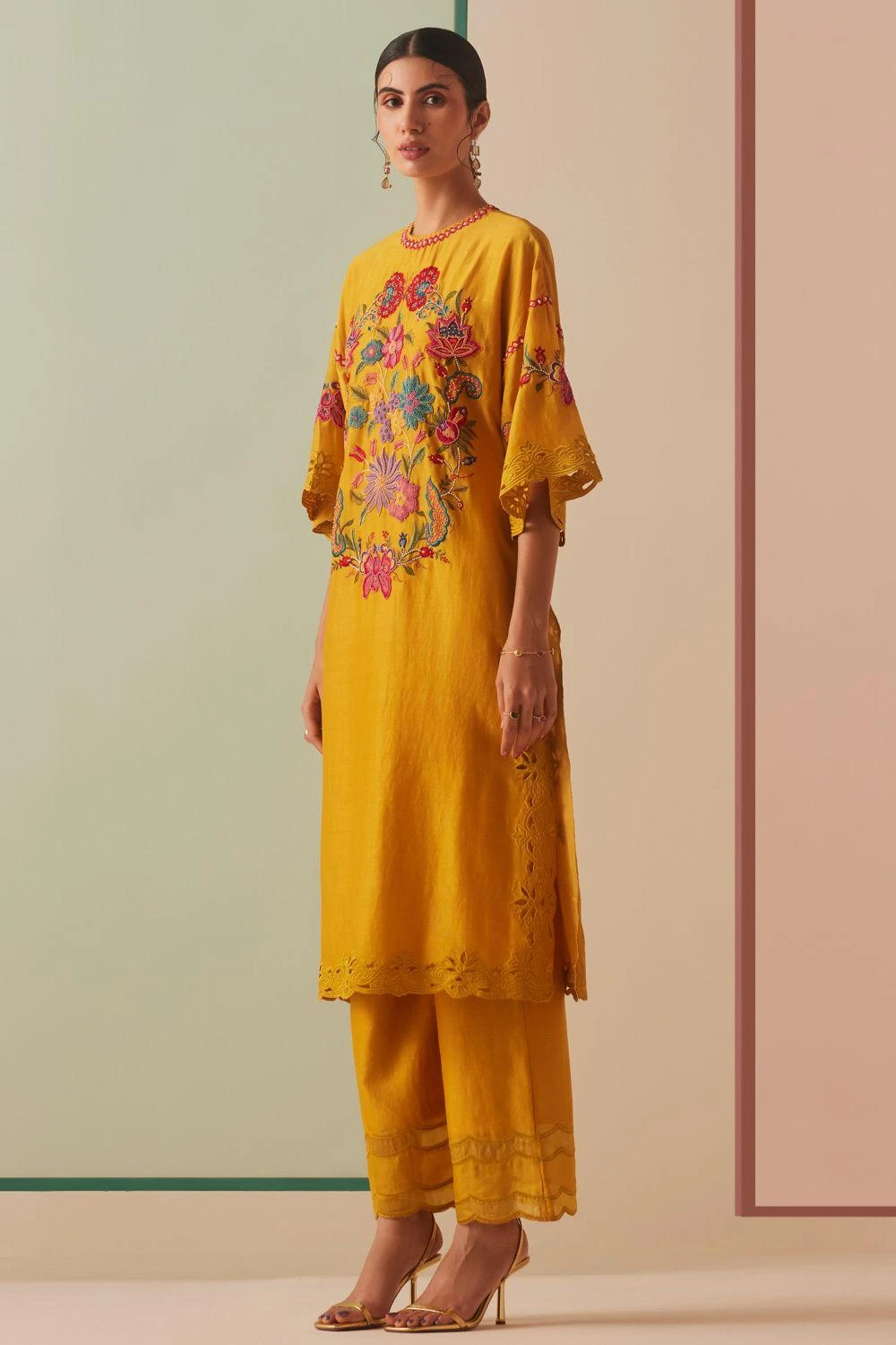 Chandrima Mustard Thread Work And Beadwork Kurta 4 Chandrima Mustard Thread Work And Beadwork Kurta - Image 2