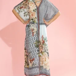 Rajdeep Ranawat Powder Blue Floral Printed Kaftan