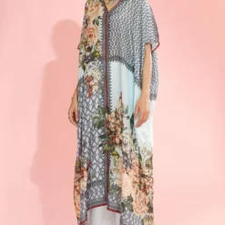 Rajdeep Ranawat Powder Blue Floral Printed Kaftan -Textalux Sales 197rr25 3