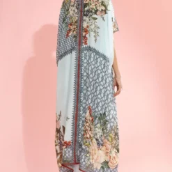 Rajdeep Ranawat Powder Blue Floral Printed Kaftan -Textalux Sales 197rr25 5