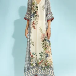 Rajdeep Ranawat Beige Floral Printed Kimono Tunic