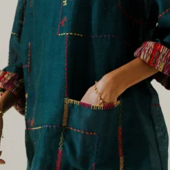 Sunira Designs Green High Low Mool Top -Textalux Sales 197sun23 3 1