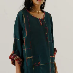 Sunira Designs Green High Low Mool Top -Textalux Sales 197sun23 4 1