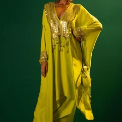 Prahnaaya Green Hand Embellished Kaftan Set -Textalux Sales 198pra20 4