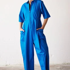 Khara Kapas Cobalt Blue Poplin Jumpsuit