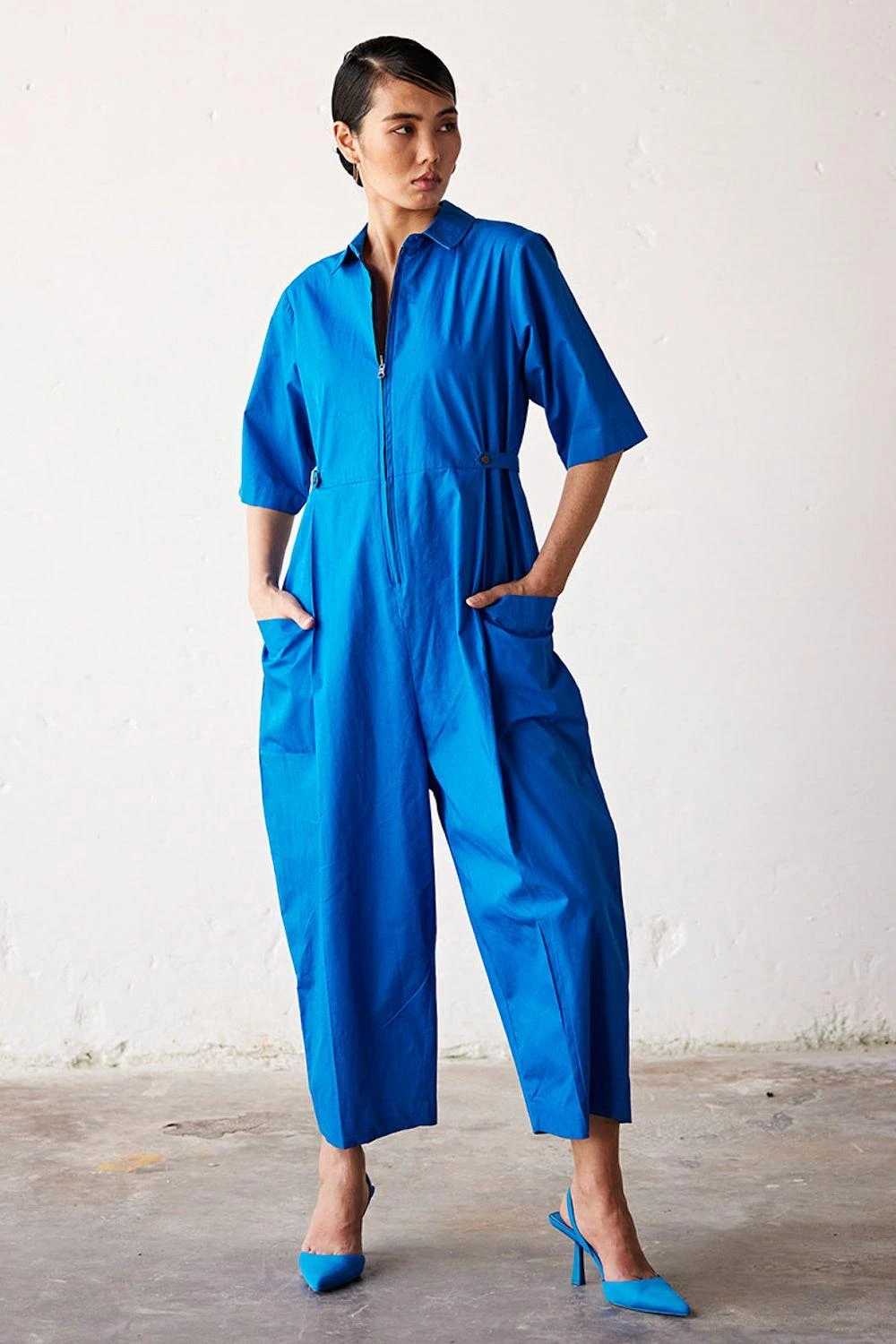 Khara Kapas Cobalt Blue Poplin Jumpsuit 3 Khara Kapas Cobalt Blue Poplin Jumpsuit