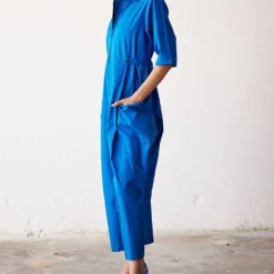Khara Kapas Cobalt Blue Poplin Jumpsuit 9 Khara Kapas Cobalt Blue Poplin Jumpsuit -Textalux Sales 19923kk1 3