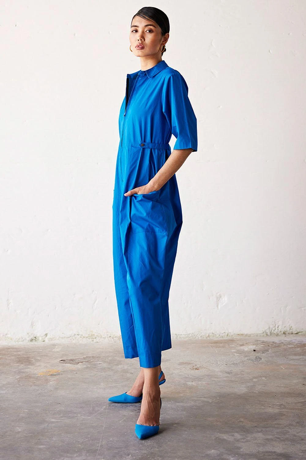 Khara Kapas Cobalt Blue Poplin Jumpsuit 5 Khara Kapas Cobalt Blue Poplin Jumpsuit - Image 3