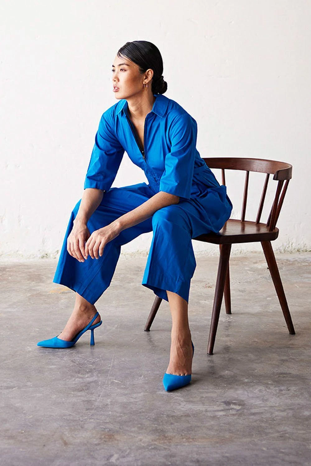 Khara Kapas Cobalt Blue Poplin Jumpsuit 6 Khara Kapas Cobalt Blue Poplin Jumpsuit - Image 4