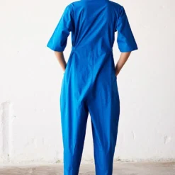 Khara Kapas Cobalt Blue Poplin Jumpsuit 11 Khara Kapas Cobalt Blue Poplin Jumpsuit -Textalux Sales 19923kk1 5