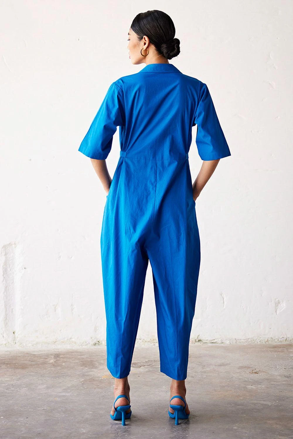 Khara Kapas Cobalt Blue Poplin Jumpsuit 7 Khara Kapas Cobalt Blue Poplin Jumpsuit - Image 5