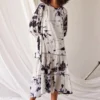 Khara Kapas Black & White Tie-dye Midi Dress -Textalux Sales 19923kk19 1