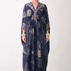 Rajdeep Ranawat Navy Blue Embellished Imama Kaftan