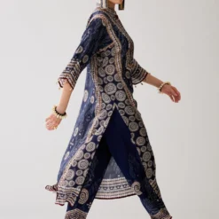 Rajdeep Ranawat Navy Blue Ghazala Floral Tunic 9 Rajdeep Ranawat Navy Blue Ghazala Floral Tunic -Textalux Sales 2006rrz07 3