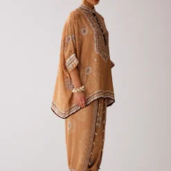 Rajdeep Ranawat Caramel Floral Printed Tunic Set -Textalux Sales 2006rrz31 3