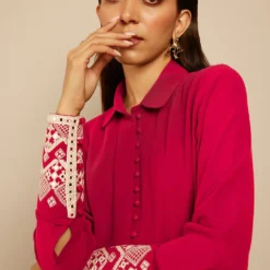 PATINE Hot Pink Silk Georgette Shirt -Textalux Sales 204pa22 3