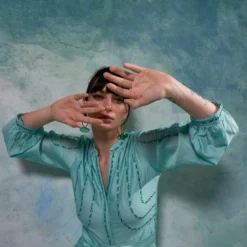 Sakshi Khetterpal Aqua Ice V-neck Jumpsuit -Textalux Sales 20723sk23 3