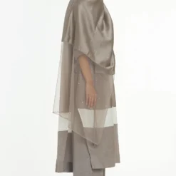 Three Greige Gathered Kurta Set -Textalux Sales 208three13 2