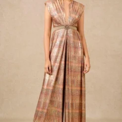 Tarun Tahiliani Multicoloured Embellished Foil Jersey Jumpsuit -Textalux Sales 21092023tt01 5