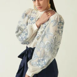 Payal Pratap Ecru Borneo Embroidered Top -Textalux Sales 2111ppj6 3