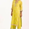 Gopi Vaid Lime Green Kurta Set With An Embellished Neckline -Textalux Sales 211gv 0096225 1
