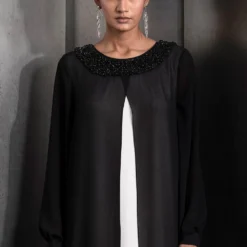 Rohit Gandhi + Rahul Khanna Timeless Black Front Slit Kurta-pant Set -Textalux Sales 2124rgrk3 4