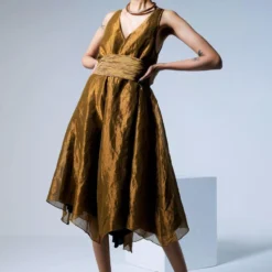 Shorshe Copper Gold Asymmetric Tunic -Textalux Sales 212sho8 3