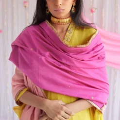 Shorshe Yellow Hand Embroidered Kaftan -Textalux Sales 217shor18 4 1