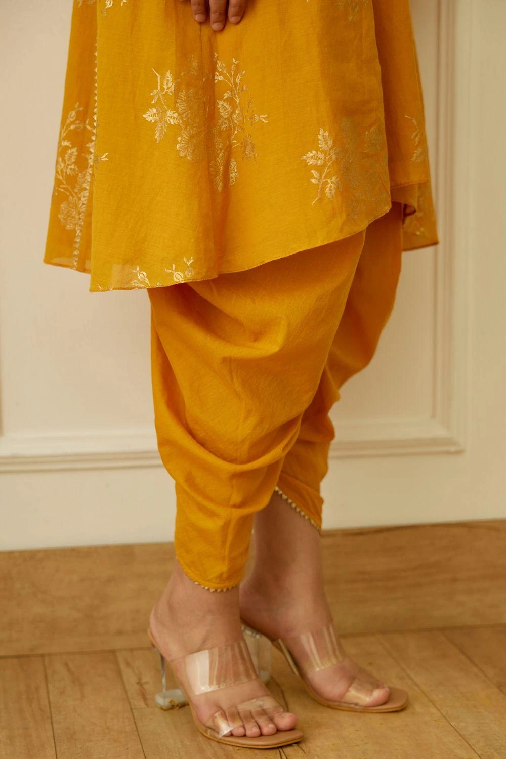 Nikasha Ochre Foil Dhoti Set 6 Nikasha Ochre Foil Dhoti Set - Image 4