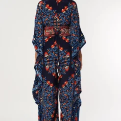SVA Blue Butta Printed Kaftan Style Jumpsuit -Textalux Sales 219sva28 3