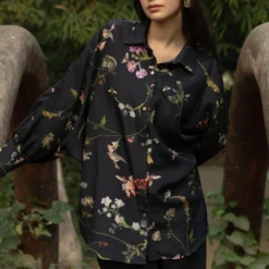 Ode To Odd Chic Black Floral Hidden Garden Shirt