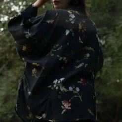 Ode To Odd Chic Black Floral Hidden Garden Shirt -Textalux Sales 22124od6 3