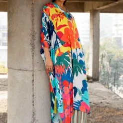 Pooja Keyur Blue Paradise Abtsract Printed Kaftan Set 8 Pooja Keyur Blue Paradise Abtsract Printed Kaftan Set -Textalux Sales 222pok13 2