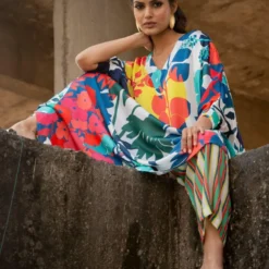 Pooja Keyur Blue Paradise Abtsract Printed Kaftan Set 11 Pooja Keyur Blue Paradise Abtsract Printed Kaftan Set -Textalux Sales 222pok13 5