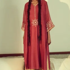 Sarang Kaur Pink & Yellow Jaipuri Hand Embroidered Kurta Set 13 Sarang Kaur Pink & Yellow Jaipuri Hand Embroidered Kurta Set -Textalux Sales 228sk23 1