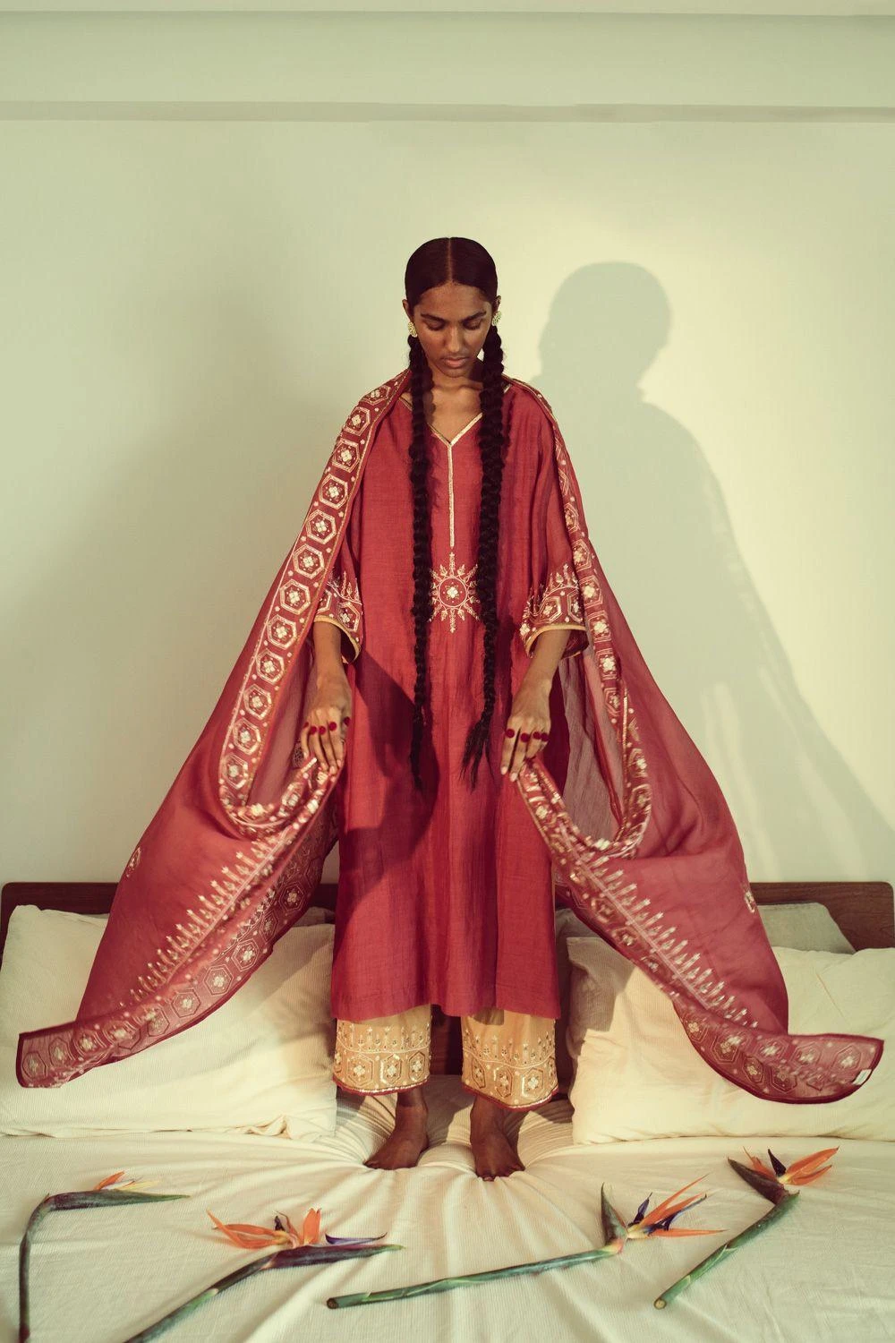 Sarang Kaur Pink & Yellow Jaipuri Hand Embroidered Kurta Set 9 Sarang Kaur Pink & Yellow Jaipuri Hand Embroidered Kurta Set - Image 7