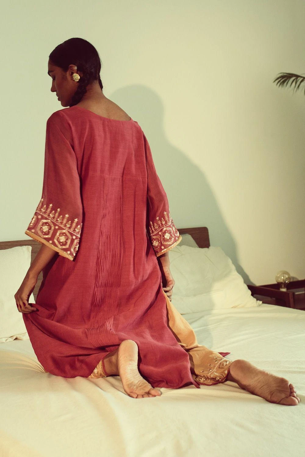 Sarang Kaur Pink & Yellow Jaipuri Hand Embroidered Kurta Set 12 Sarang Kaur Pink & Yellow Jaipuri Hand Embroidered Kurta Set - Image 10