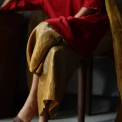 Shorshe Ruby Red Mulberry Silk Kurta Set -Textalux Sales 229shor7 3