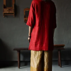 Shorshe Ruby Red Mulberry Silk Kurta Set -Textalux Sales 229shor7 5