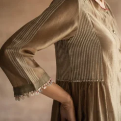 Swatti Kapoor Grey Hand-block Printed Dress With Gathering -Textalux Sales 233swk13 5