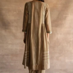 Swatti Kapoor Grey Hand-block Printed Dress With Gathering -Textalux Sales 233swk13 6