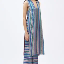 Kshitij Jalori Charley Stripe Forest Blue Kurta Set -Textalux Sales 23523kj43 3